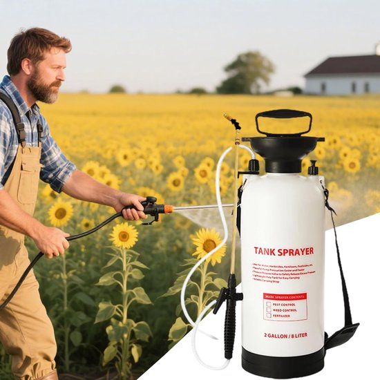 Drukspuit Tuinspuit - Handpomp Spuit - Planten Verzorgen - Dubbele Lange Lans - 8L Capaciteit - Groen — afbeelding 4