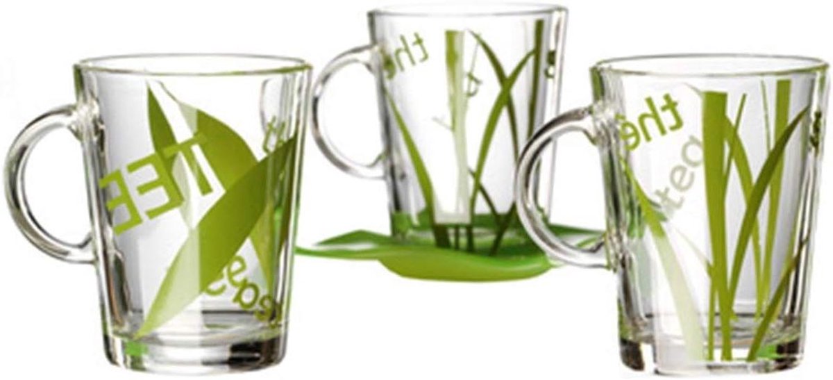Theeglas met oor - Koffieglas Glas - Warme Dranken - Vaatwasmachinebestendig - 038 liter - Transparant