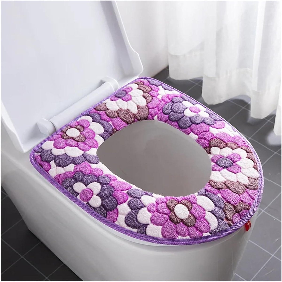 Toiletstoelhoes - Toiletbril warmer - Badkamer comfort - Zacht en wasbaar - 36 x 43 cm - Grijs
