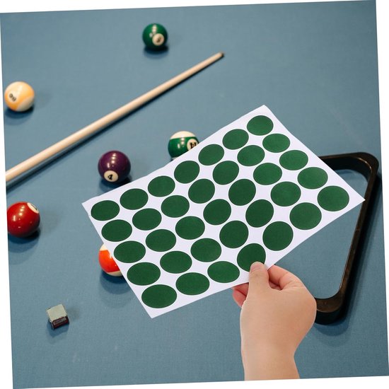 Biljart Reparatie Stickers - Pool Tafel Dots - Tafel Onderhoud - Duurzaam Pluis Materiaal - 35 Stippen Per Vel - Groen — afbeelding 4