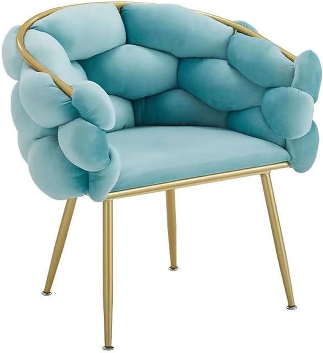 Bijzetstoel Fluwelen - Moderne Stoel - Decoratief Zitten - Gouden Metalen Poten - 53x45x74 cm - Blauw