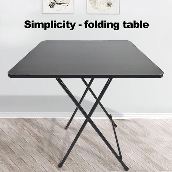 Draagbare Vierkante Klaptafel 60x60x70cm Rvs Outdoor Camping Picknicktafel Opvouwbare Eettafel voor Thuis Feesten Lichtgewicht en Duurzaam Zwart — afbeelding 3