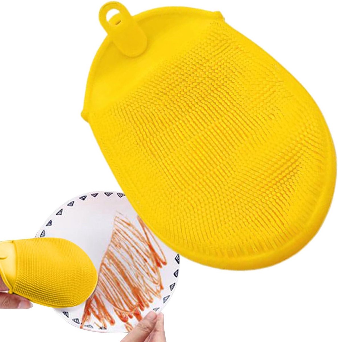 Siliconen Spons - Afwassen Schrobber - Keuken Reinigen - Hittebestendig Grip - 10 x 15 cm - Geel