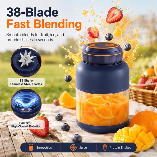 Blender To Go - 1300 ml - Mini Blender - Draadloze Blender - Smoothie maker - Fruitpers - Sapcentrifuge voor sport, reizen en lichte maaltijden - 20.5x9,5cm van Blender To Go — afbeelding 5