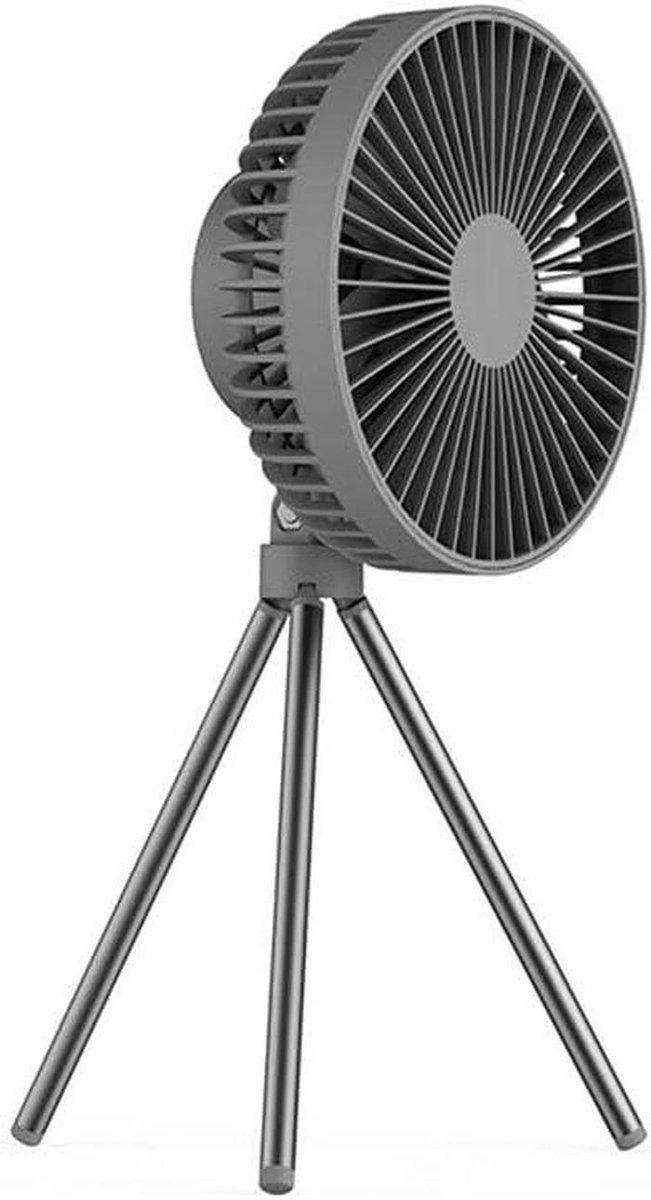 Draagbare Tripod Ventilator - Oplaadbare Fan - Buiten Gebruik - Verstelbare Snelheden - 4000mAh Batterij - Grijs