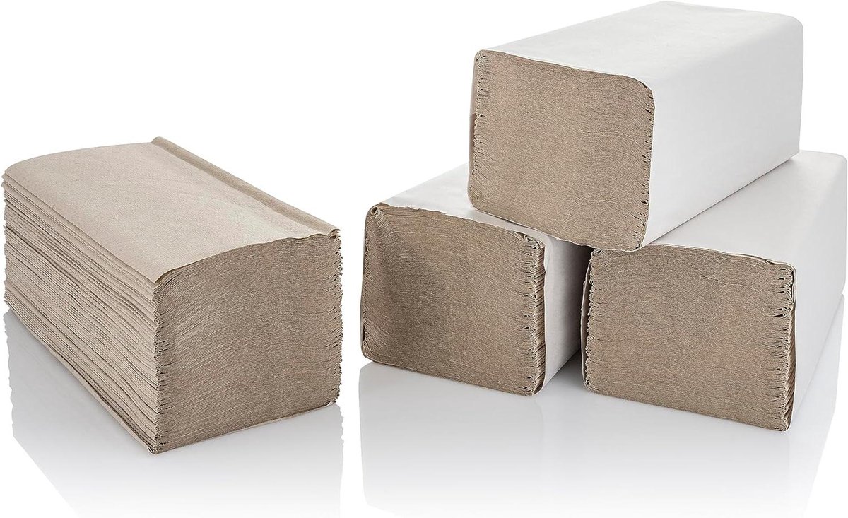 Vouwhanddoeken - Papieren handdoeken - Hygiënisch drogen - Absorberend crêpe papier - 5000 stuks - Natuurlijk