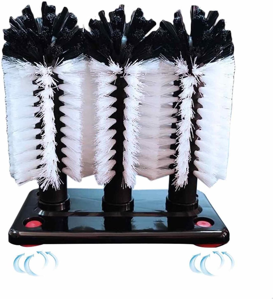 Glasborstel - Bekercleaner - Spoelbak Reinigen - Driemaal Borstel - 32.3cm Lengte - Zwart Wit