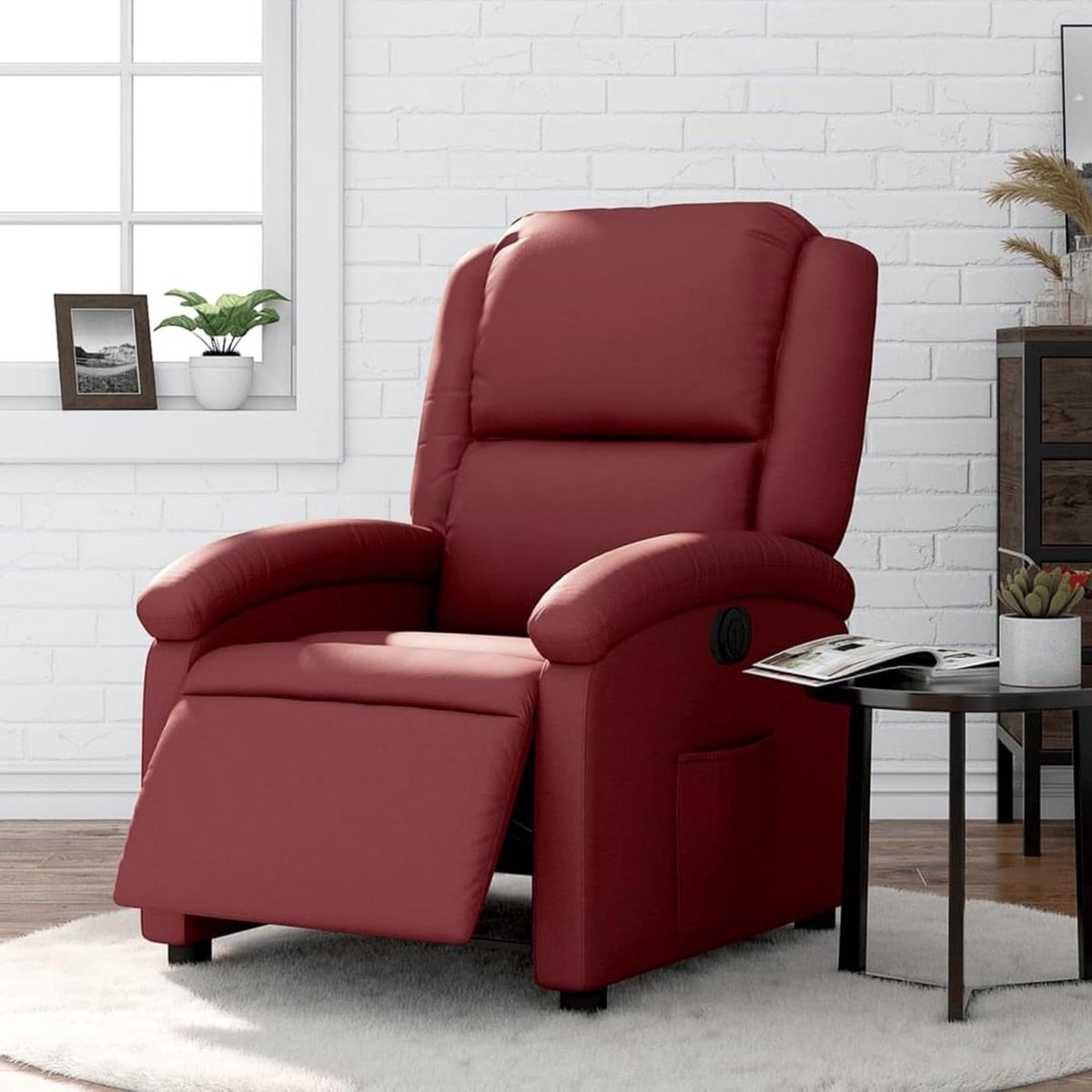 Elektrische Relaxstoel - Comfortstoel Zonder Staan - Ontspannen TV Kijken - Gemotoriseerde Ligfunctie - 71x865x995 cm - Wijnrood