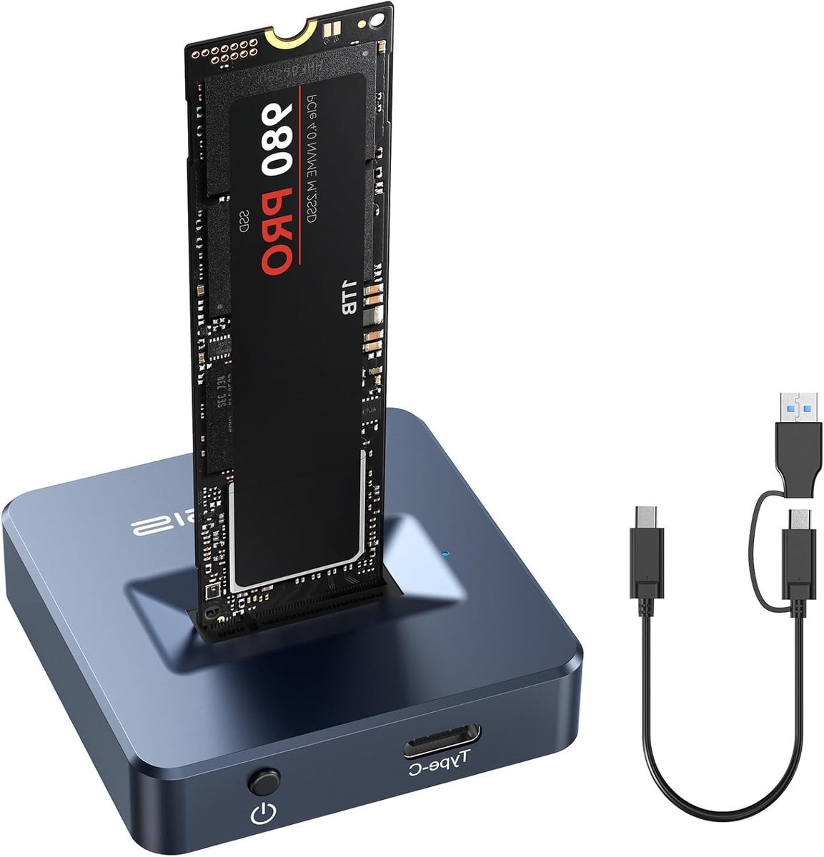 M.2 NVMe & SATA naar USB C Dock, SSD Enclosure Adapter, USB 3.2 Gen 2 (10Gbps), Aluminium, Ondersteunt M.2 (M Key) en (B+M Key) SATA, Snelle Gegevensoverdracht