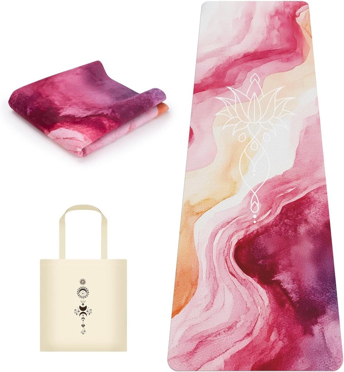 Vouwbare Suède Yogamat, Scheurvast en Antislip Fitnessmat met Draagtas voor Yoga, Pilates en Training, 1.5 mm Dikte, 183 x 61 cm, Ideaal voor Thuisgebruik en Sportactiviteiten