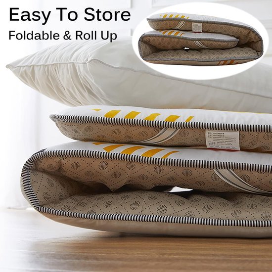 Futon Matras - Vloermat - Logeren en Reizen - Opvouwbaar en Draagbaar - 4 cm Dik - Grijs — afbeelding 4