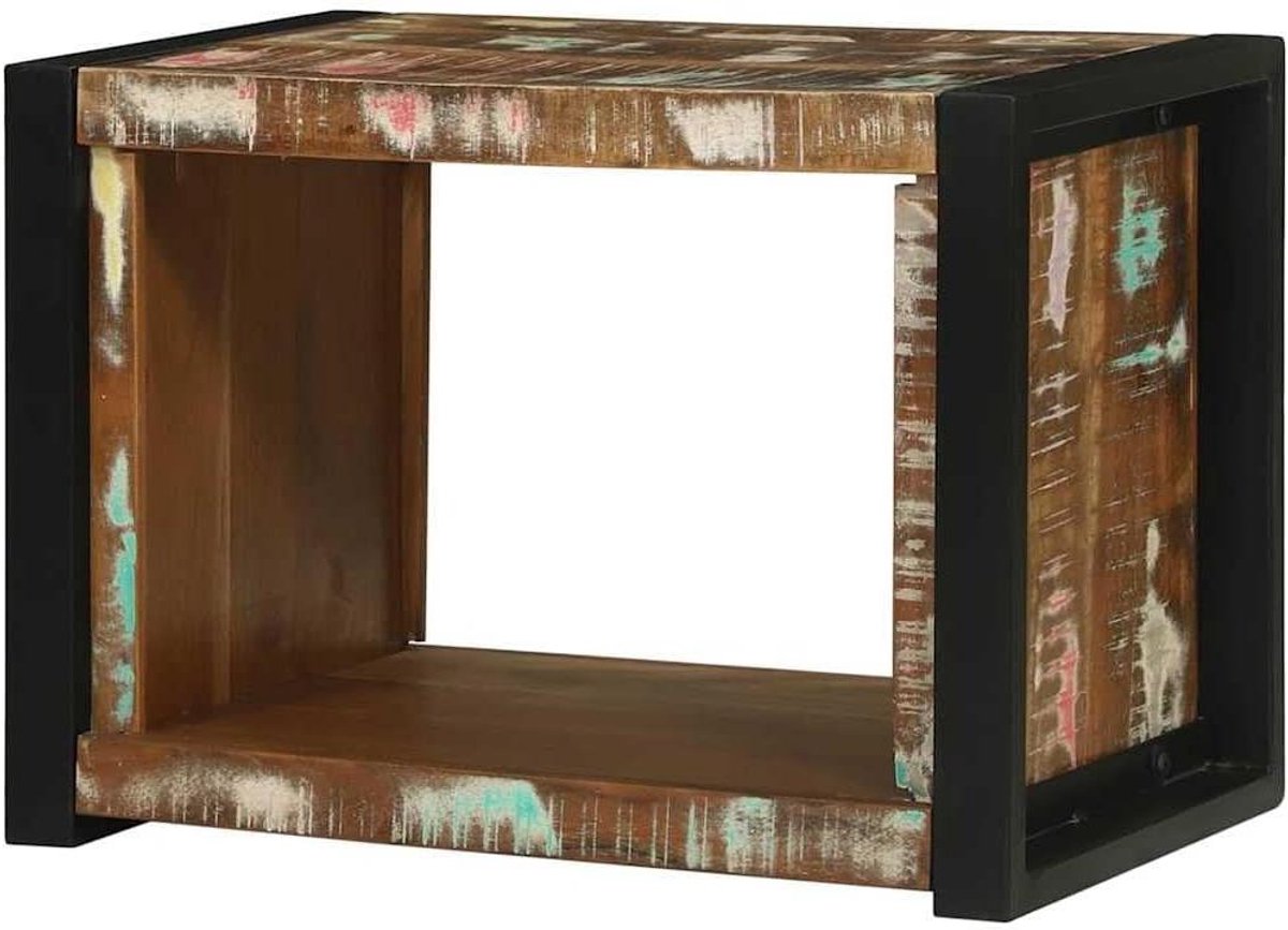 Wandkubus Opslag - Boekenkast Kubus - Woonkamer Decoratie - Massief Hout - 55 x 35 x 40 cm