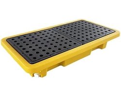 Lekbak voor vaten - Olietank morsbak - Veilige opslag - Modulair met rooster - 655x360x120mm - Zwart