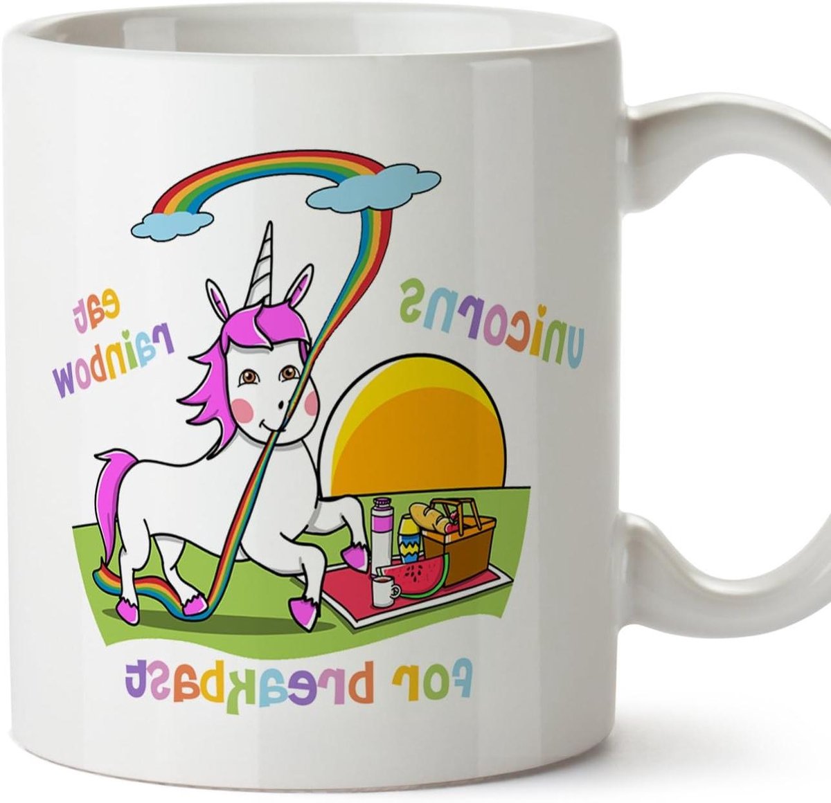 Kop met print - Theekop Mok - Thee en Koffie - Uniek ontwerp - 350 ml - Wit