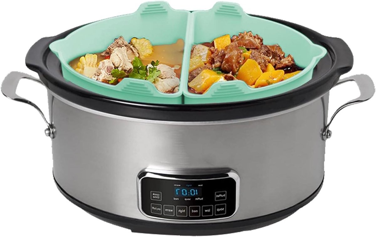 Slow Cooker Inzetstuk - Kookgerei Divider - Meerdere Gerechten Koken - Geurvrij Hittebestendig - 6-8QT - Lichtgroen