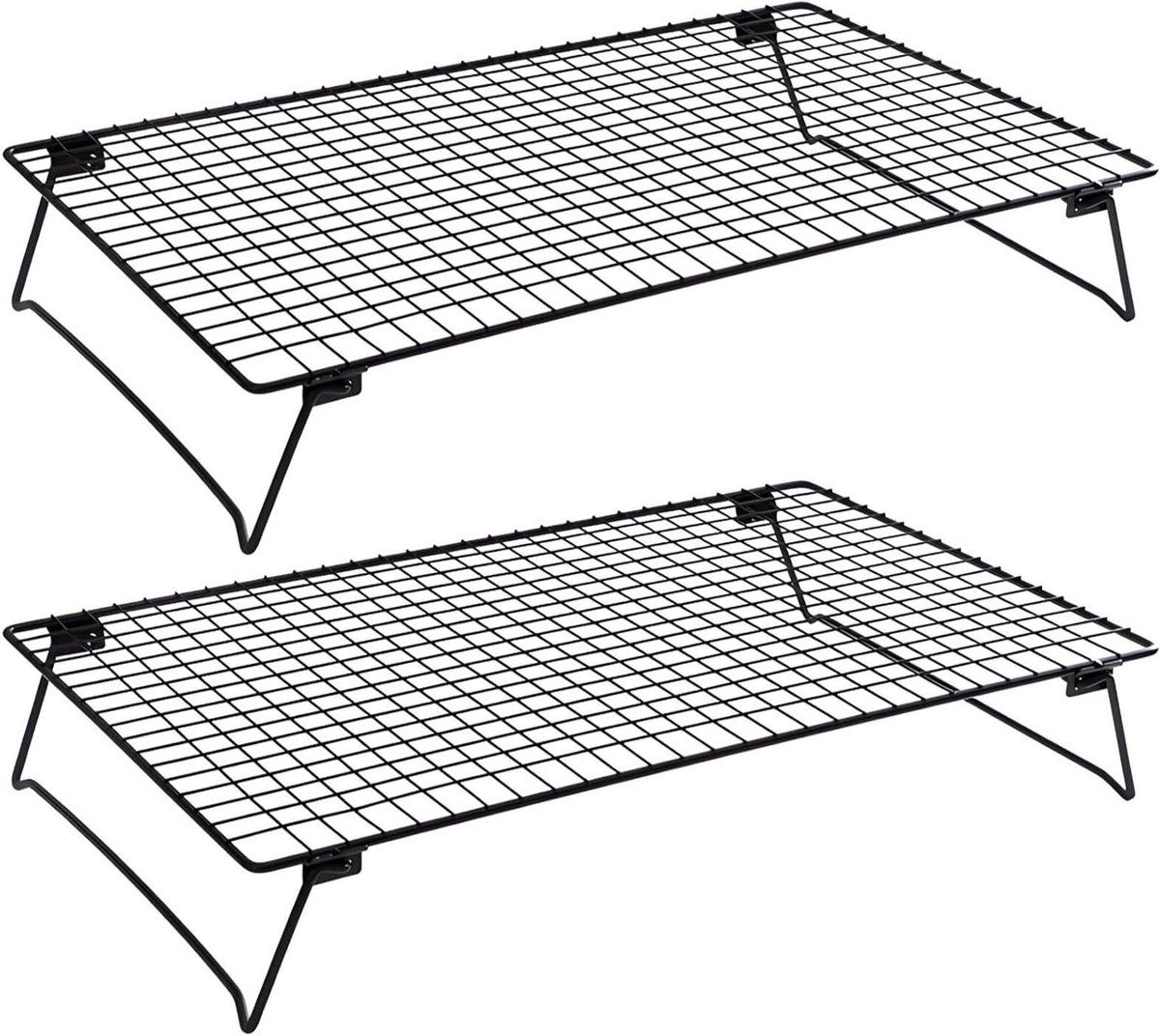 Opvouwbaar Koelrek - Bakrooster - Gelijkmatige Warmte - Stevige Poten - 2 Stuks - Zilver