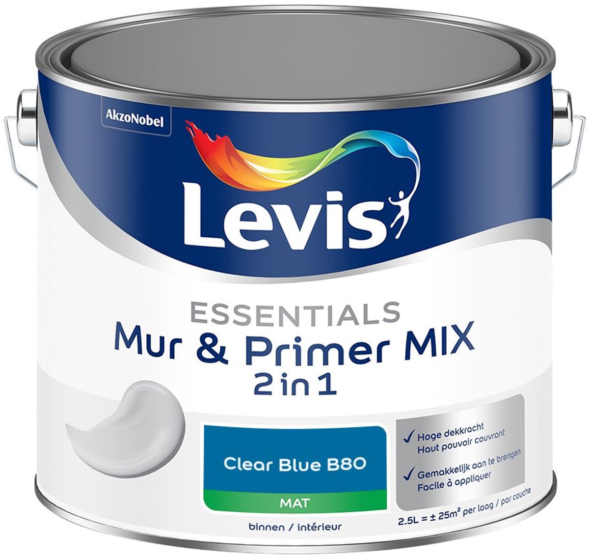 Levis - Essentials Mur & Primer Mix - Clear Blue B80 - Mengverf - 2,5 L