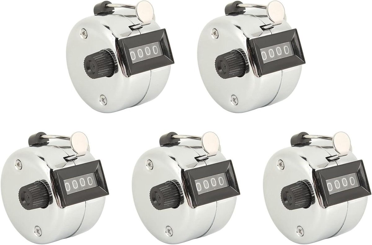 Metalen Clicker Teller - Hand Teller - Evenementen Tellen - Geen Batterijen Nodig - 4 Cijfers - Zilver
