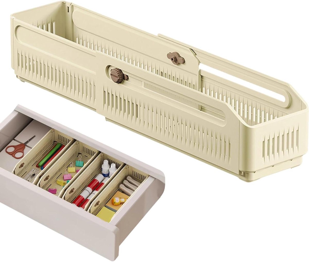 Opberg lade - Kast organizer - Ruimte besparen - Telescopisch ontwerp - 30 x 11 x 30 cm - Wit