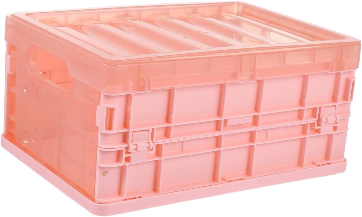 Opvouwbare Opbergdoos - Opbergbox Bak - Huishouden Ordenen - Met Deksel - 21x15x10 cm - Roze