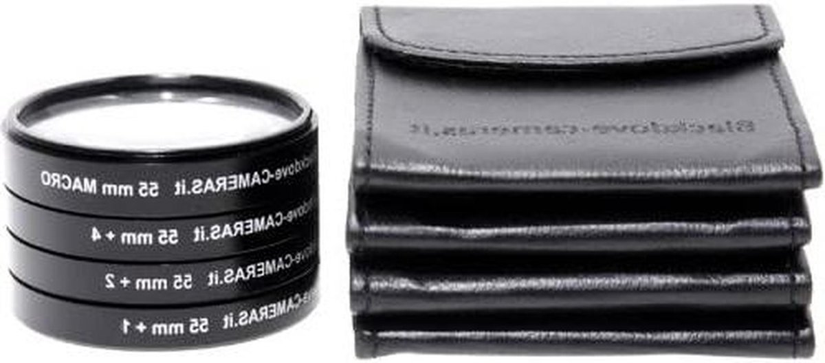 Macro Lens Set - Vergrotingsfilters - Detailopnames Maken - Vier Dioptrieën Inclusief - 55 mm - Zwart