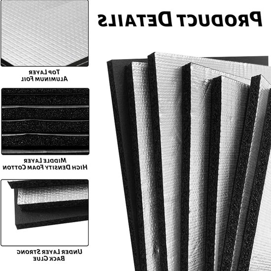 Isolatiematten 250x180x5mm - Geluiddempende, zelfklevende auto-isolatie voor motorkap, vuurvast en waterdicht, 15 stuks van Merkloos — afbeelding 2