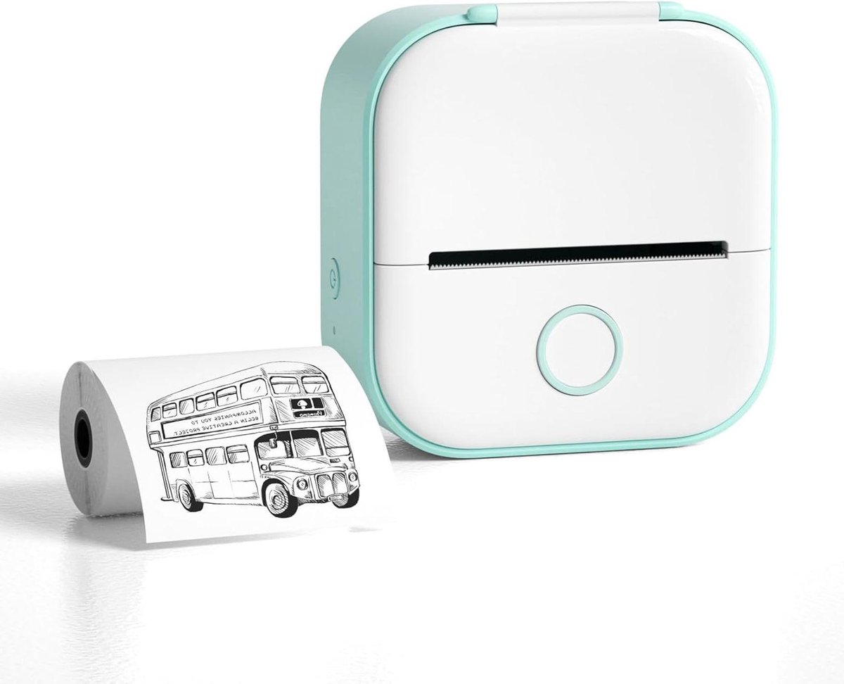 Mini Zakprinter - Draagbare Printer - Labels Printen - Inktloos Thermisch - Compact Formaat - Groen