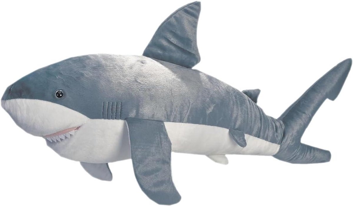 Jumbo pluche haai - Groot knuffeldier - Knuffelen en slapen - Handgemaakt materiaal - 76 cm - Grijs