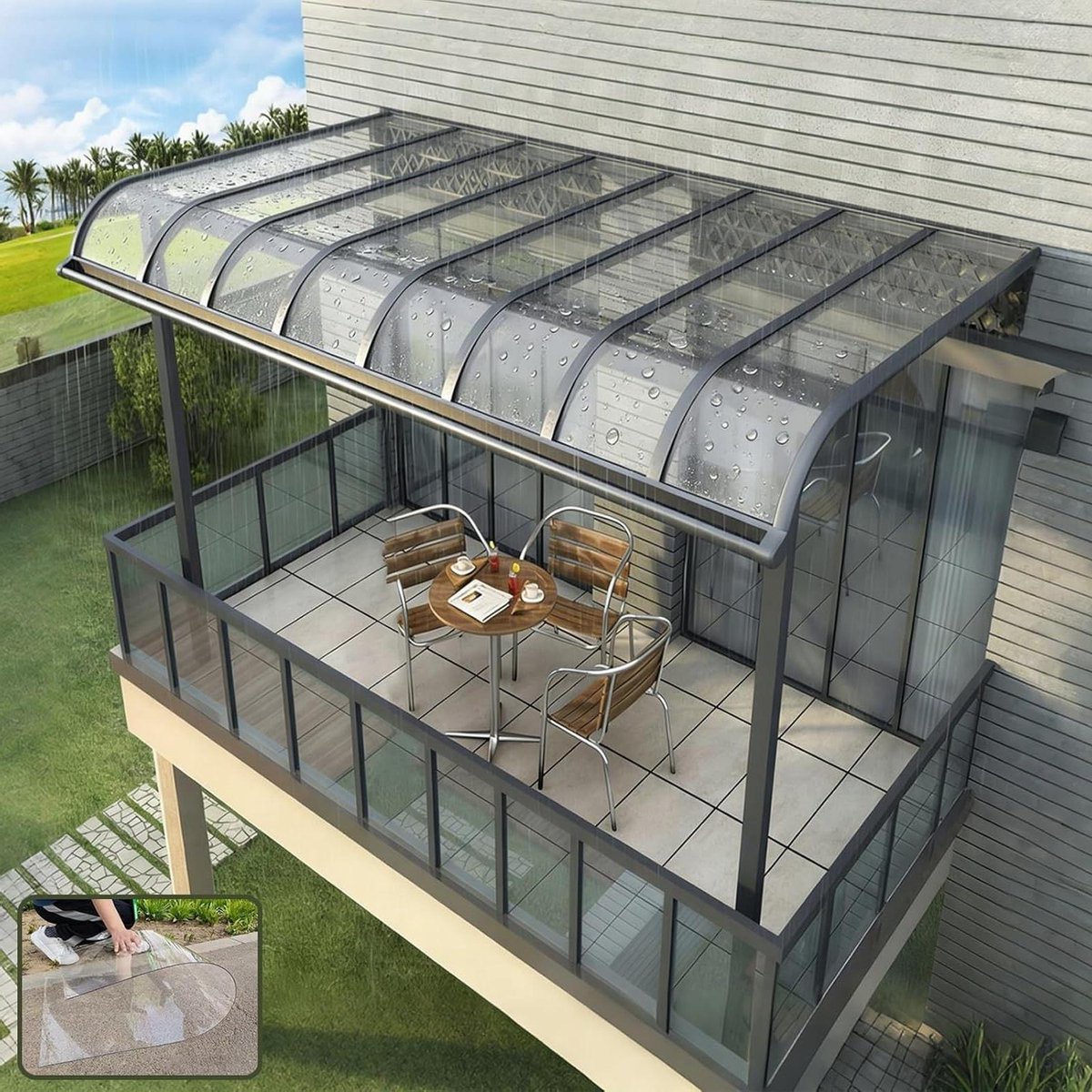 Dakpanelen Polycarbonaat - Kunststof Platen - Tuin Beschermen - Op Maat Te Snijden - 80x700cm - Transparant