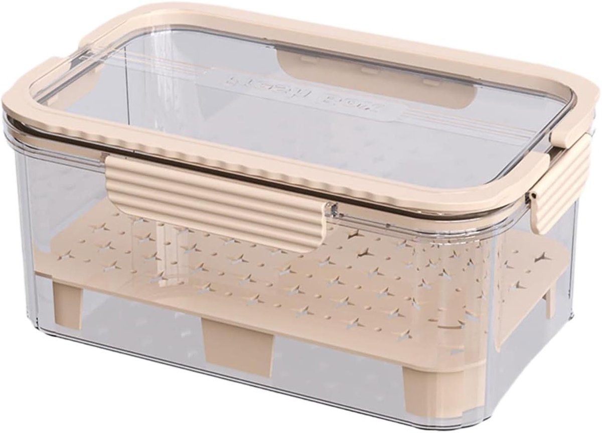 Koelkast Bakjes - Voedselcontainers - Verse Producten - Luchtdichte Afsluiting - 37 x 22 x 15 cm - Beige