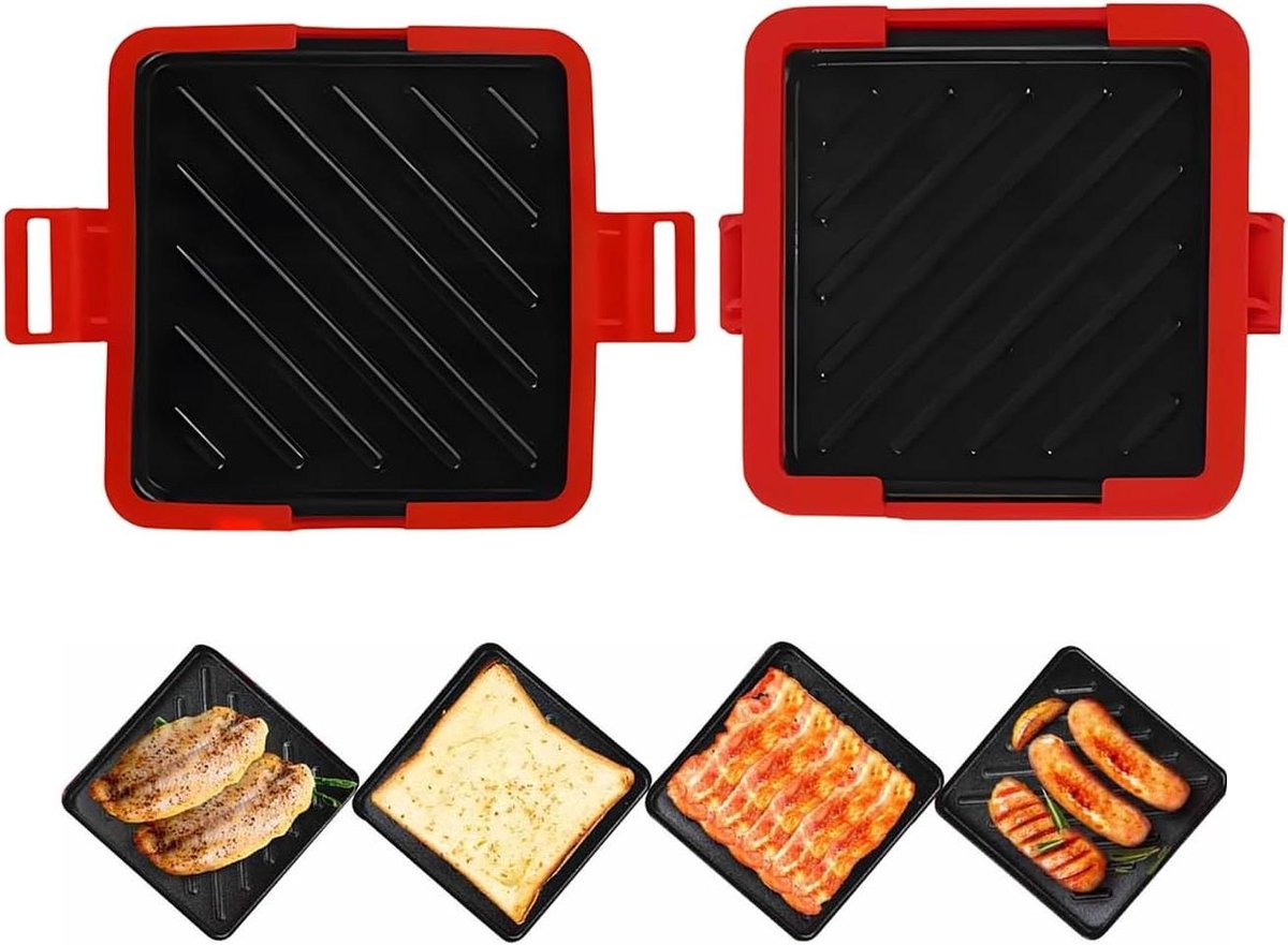 Sandwichmaker Magnetron - Panini Grill - Snelle Maaltijden - Vaatwasmachinebestendig - Compact Ontwerp - Rood