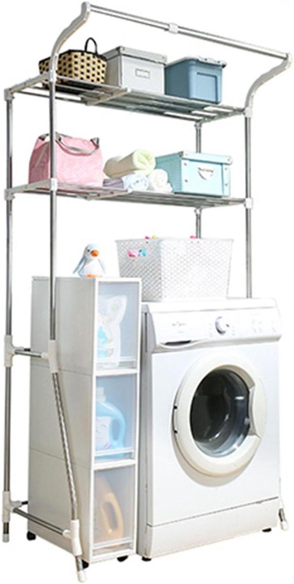 Opbergplank Toilet - Badkamer Organizer - Ruimte Besparen - Verstelbare Lengte - 62-101 cm - Zilver