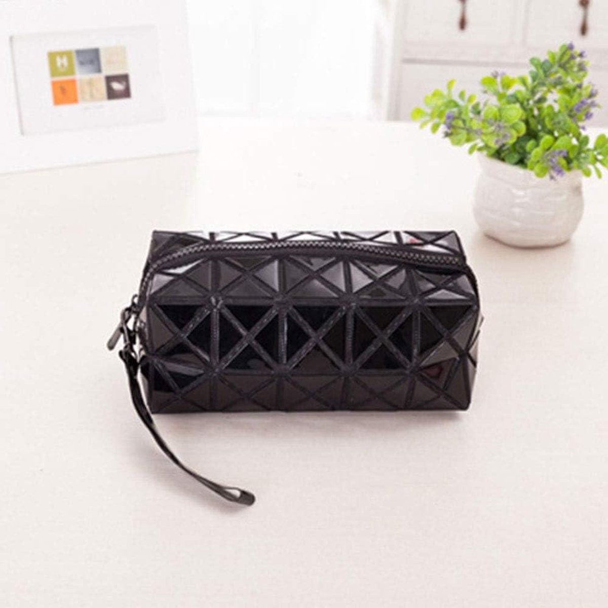 Etui - Pennenhouder Organizer - Briefpapier Opslag - Vouwbaar Geometrisch Ontwerp - 20cm x 8cm - Zwart