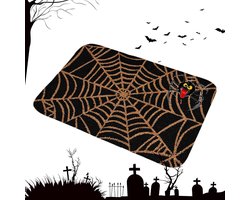 Maciun Halloween-huisdeurdeken, decoratief spinnenweb vloerdeurtapijt, herbruikbaar, decoratief deurtapijt voor de feestdagen voor trappen, keuken, woonkamer