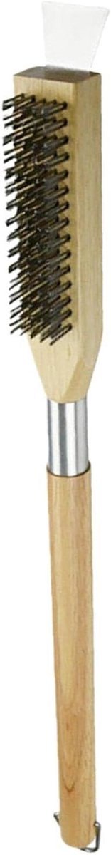 Pizzasteen Reiniger - Pizza Borstel - Buiten Koken - Afneembare Kop - 30 cm Lengte - Houtkleur