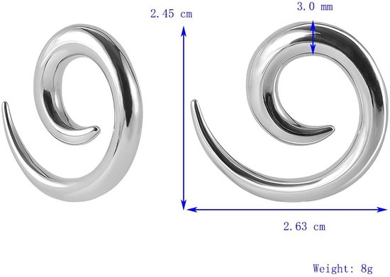 Cosensi - Roestvrijstalen Spiraalvormige Oortapers voor Piercings van Cosensi — afbeelding 3