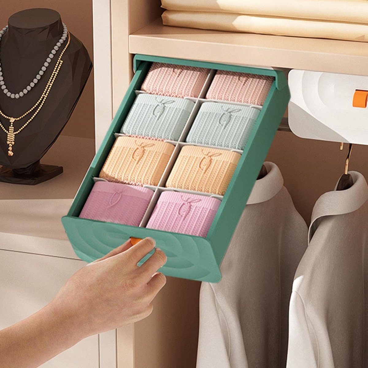 Lade Organizer - Kleding Sorteren - Kast Opbergen - Verstelbare Vakken - 1000 Stuks - Groen