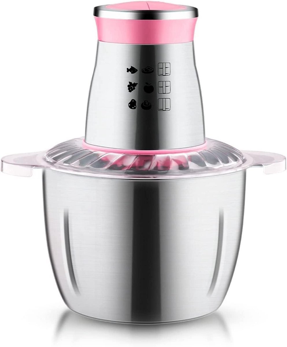 Keuken gehaktmolen, vleesmixers, 1000W Keuken Mixer Processor Met 3L Roestvrijstalen Kom, 2 Snelheden 4 Bi-Level Messen, for Vlees Ui Groente Noot, Roze (Kleur: Roze, Maat: Blauw) (Color : Roze, Siz