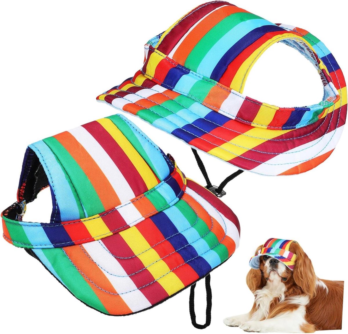 Honden Zonnehoed - Honden Pet - Bescherming Tegen Zon - Ventilatie Oren - 2 Stuks - Gestreept