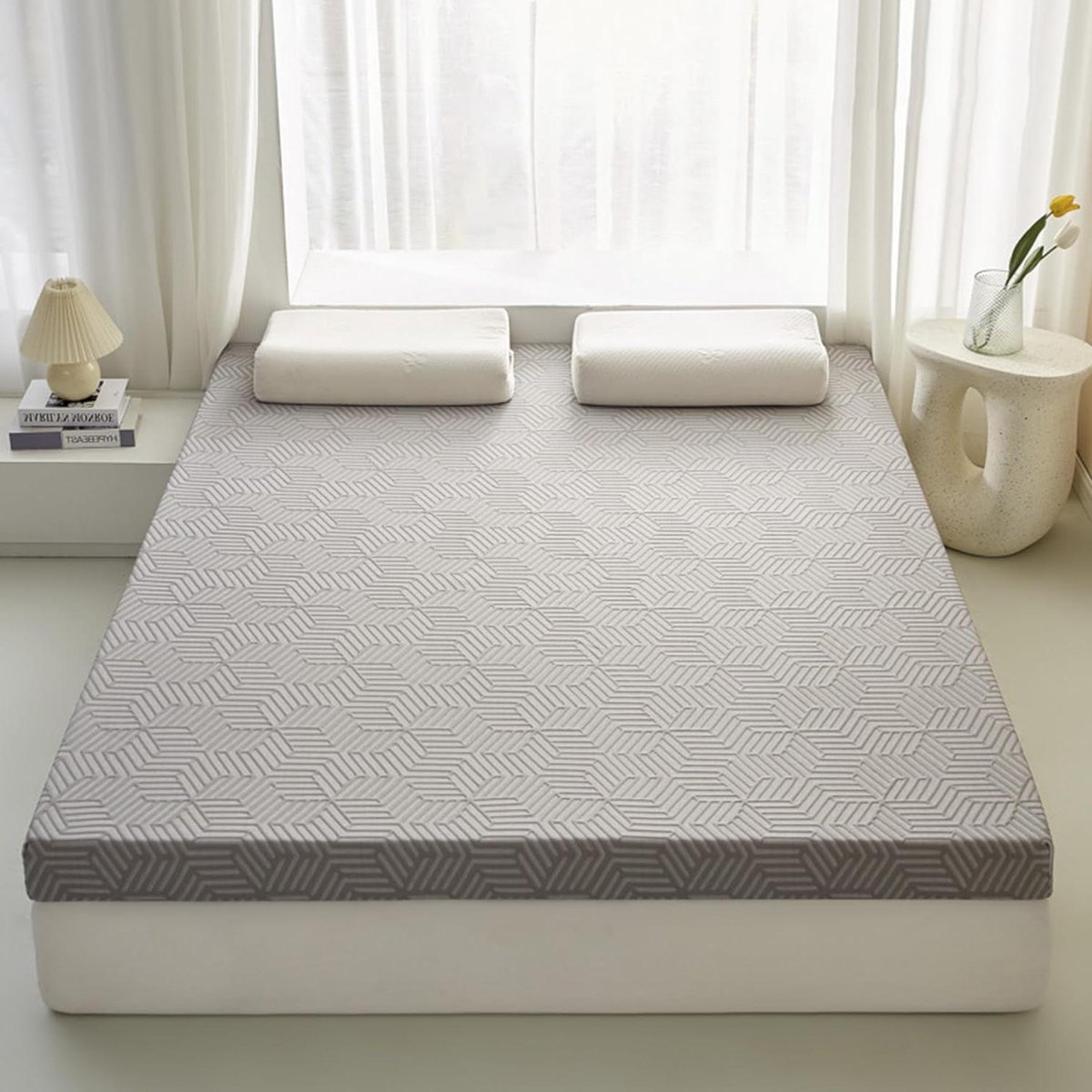 Opvouwbaar Matras - Gastenslaapmat - Comfortabel Slapen - Traagschuim Vulling - 100 x 200 cm - Grijs