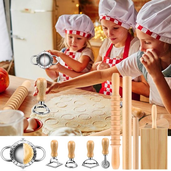 Pastamakerset - Deegroller - Zelf Pasta Maken - 9 Delige Set - 37x30x7.2 cm - Natuurlijk — afbeelding 4
