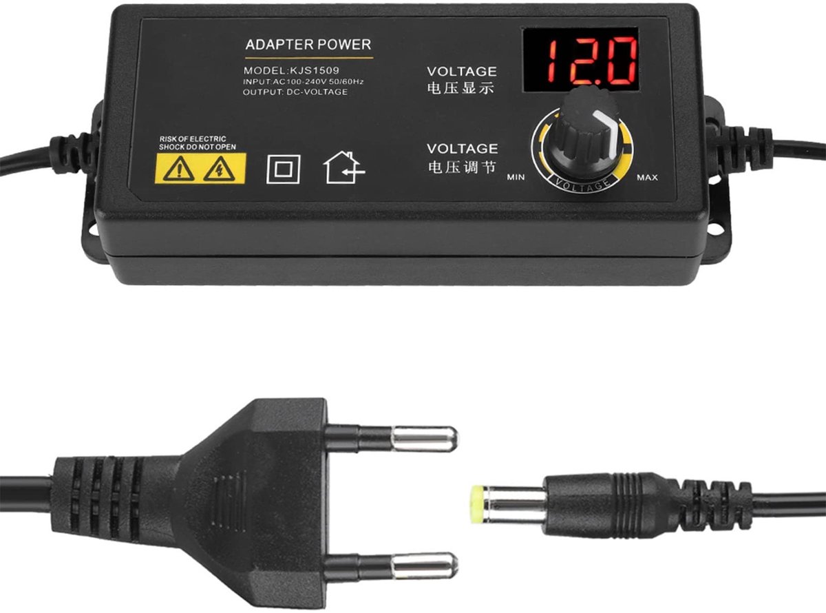 Dailygoods - Dailygoody - 60W Voedingsadapter - Instelbare Spanning - Dimbare Snelheidsregeling - 3-12V - Meervoudige Bescherming - Geschikt voor Motoren - EU 100-