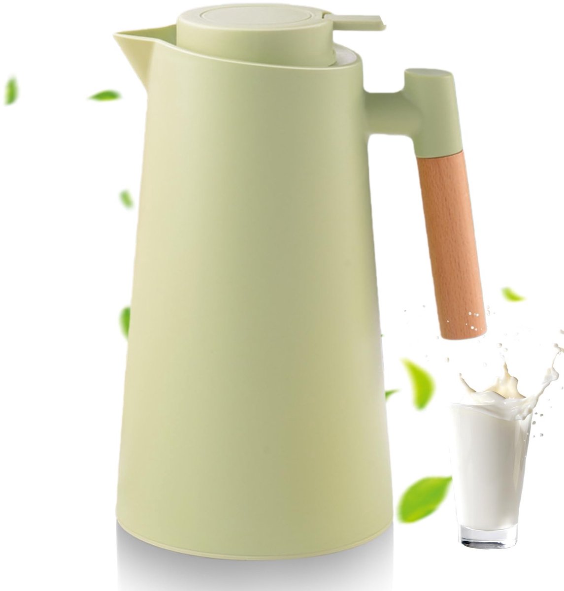 Dailygoods - Thermoskan 1 Liter met Temperatuurweergave en Houten Handvat