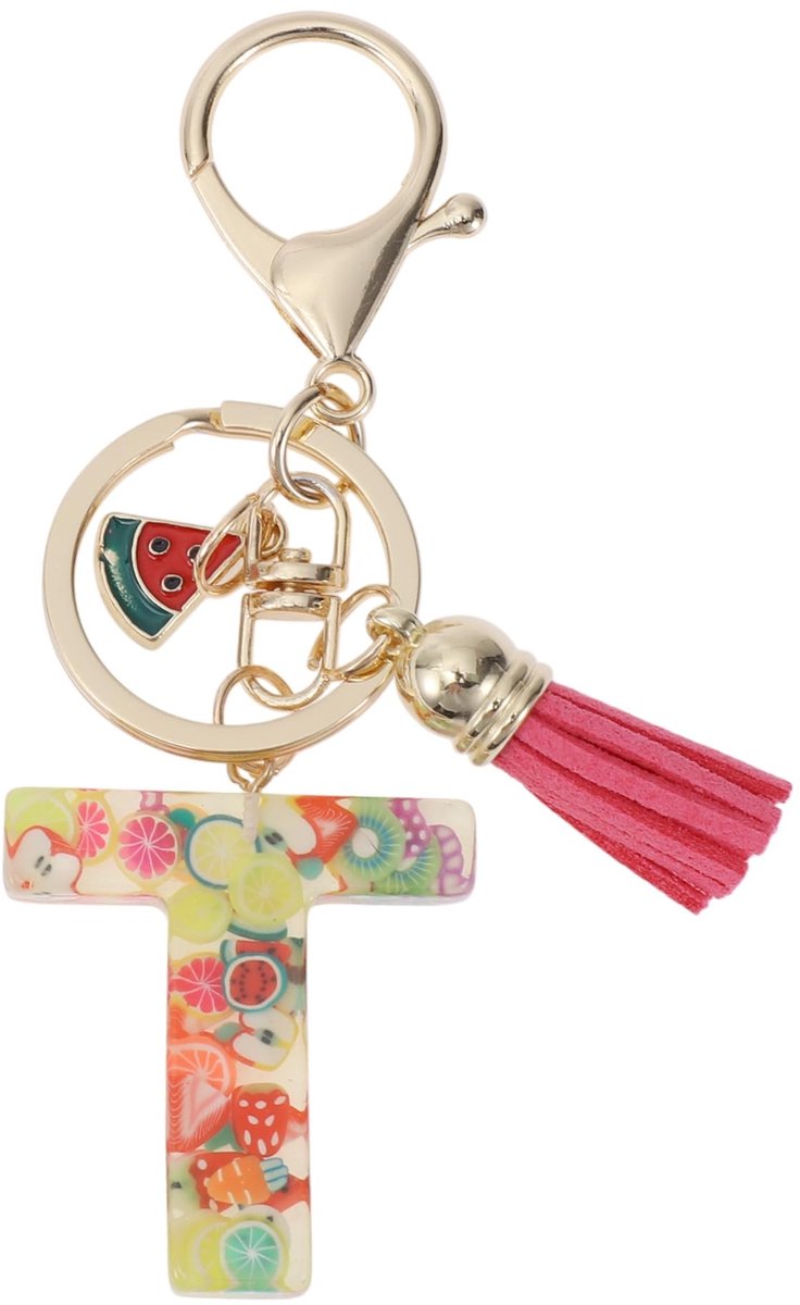 Dailygoods - Sleutelhanger met Beginletter T van Duurzaam Hars voor Dames