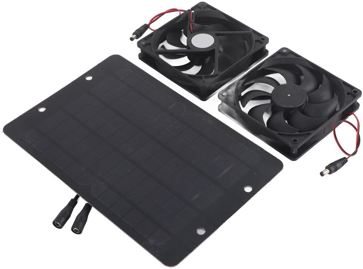 Dailygoods - 15W Dual Zonnepaneel Ventilator Kit voor Kleine Ruimtes