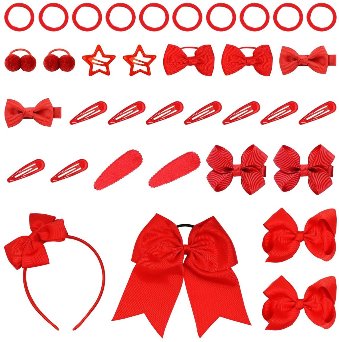 Dailygoods - Rood Haar Accessoire Set met 35 Stuks voor Meisjes