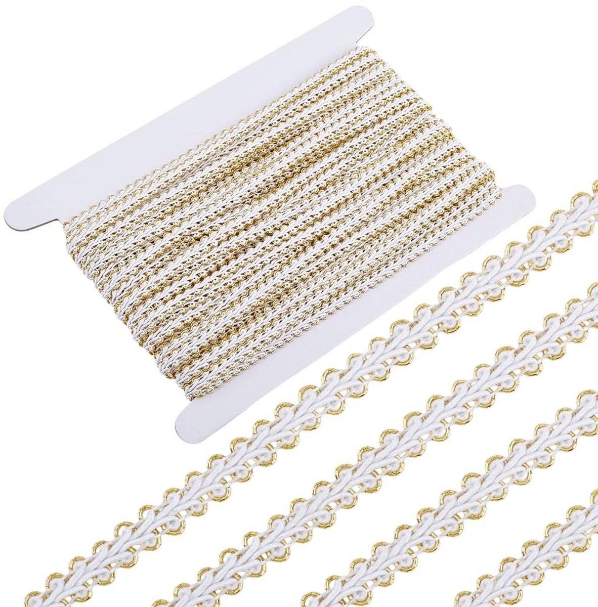 Dailygoods - Decoratieve Witte Gimp Trim met Gouden Rand voor Naaien