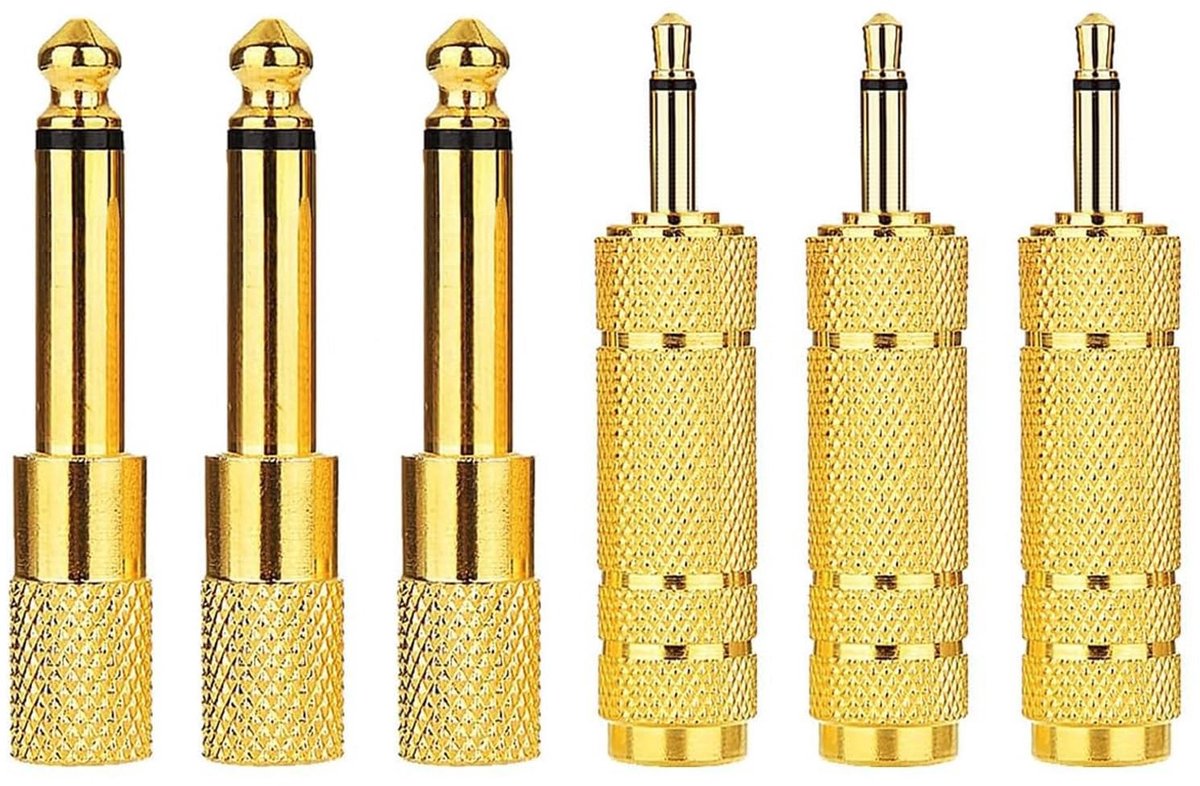 Dailygoods - Set van 6 Audio Adapters van 3,5 mm naar 6,35 mm en Omgekeerd