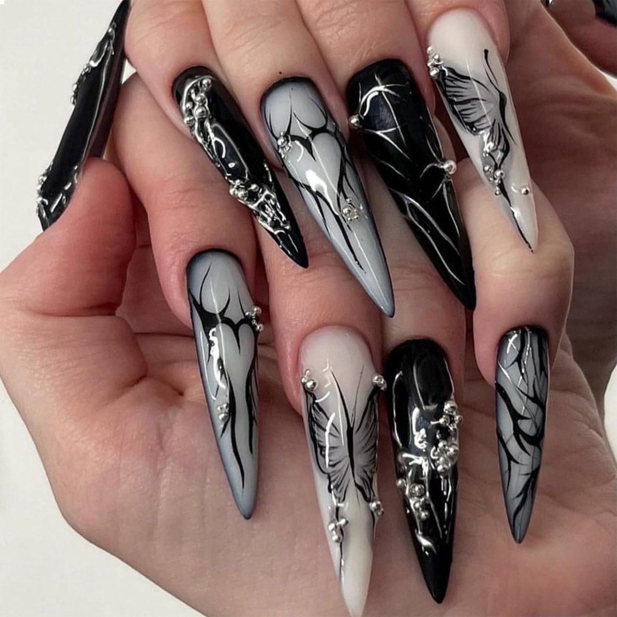 Dailygoods - 24 Lange Glanzende Acrylnagels Stiletto Amandelvorm