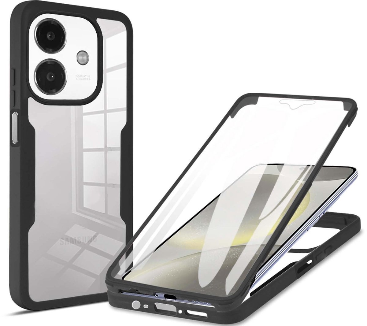 Dailygoods - Transparante Heavy Duty Smartphone Case met Schermbeschermer voor OPPO